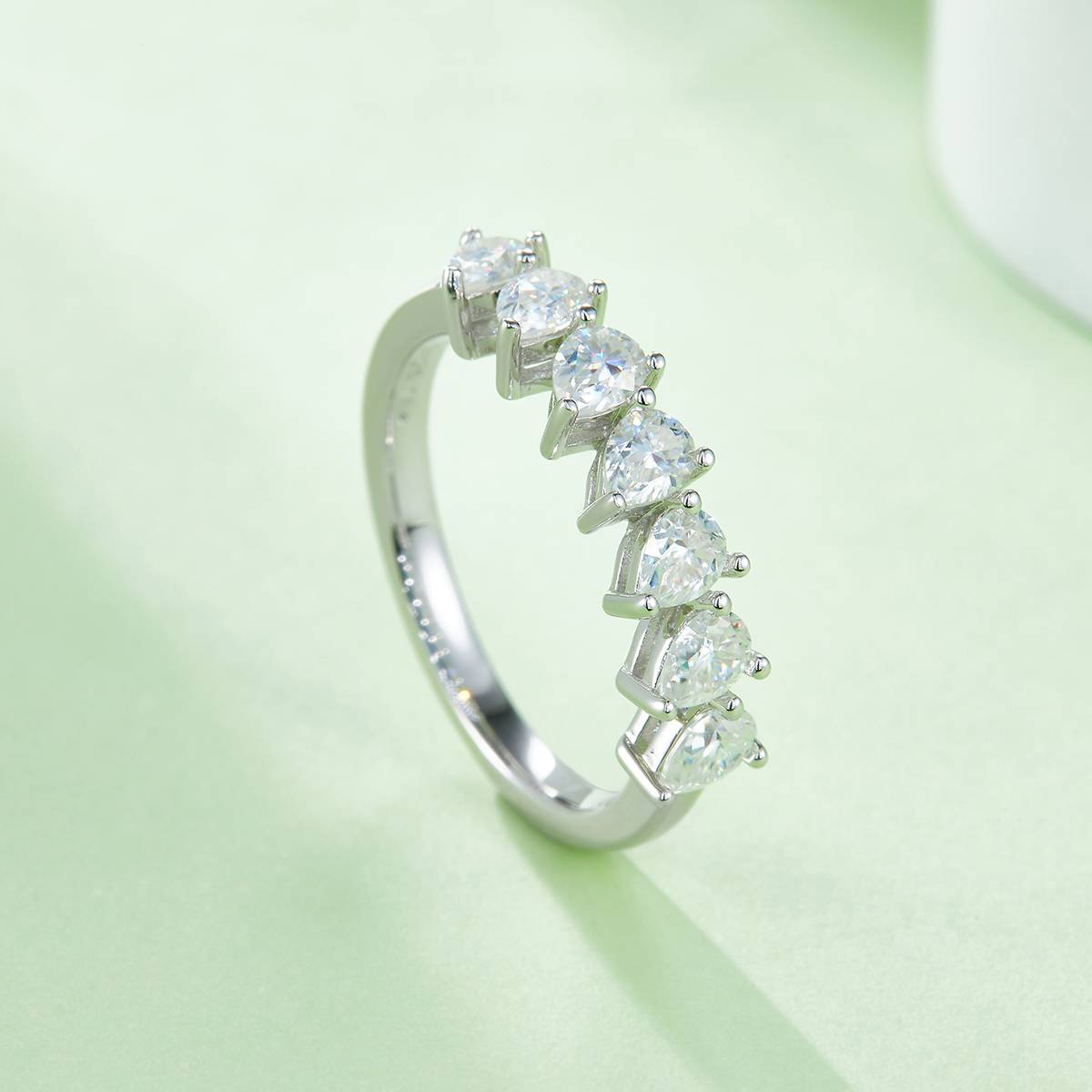 Pearl S925 Silver Plated Platinum Moissanite Women's Ring 2.1 Carat D-Class